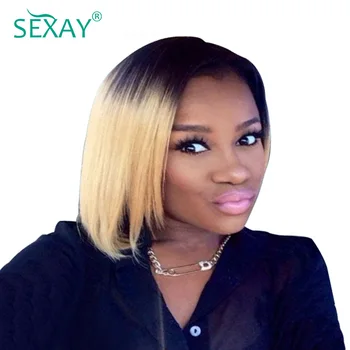 

Sexay Ombre Blonde Starter Human Hair Straight Weave 3 Bundles One Pack 1B/27 Blonde Brazilian Straight Human Hair Weave Bundles