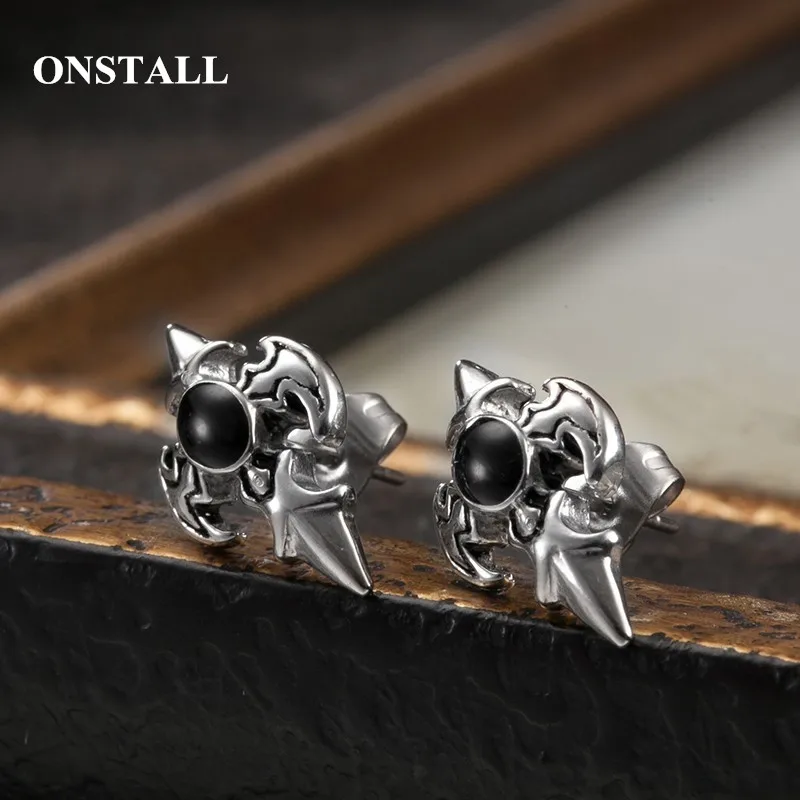 Мужские сережки из нержавеющей стали ONSTALL. Крест серьги племени в виде паука