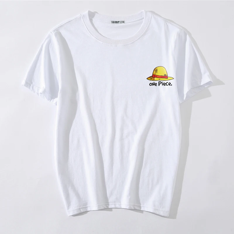 Tsingyi летняя футболка с принтом Луффи, желтая соломенная шляпа, цельная футболка для мужчин, хлопок, круглый вырез, короткий рукав, хип-хоп футболка, Мужская футболка размера плюс
