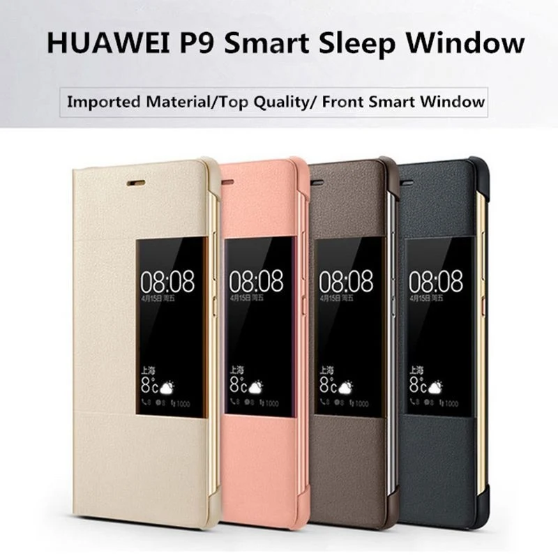 Tmalltide Original for Huawei P9 Case Cover Flip PU Leather Wallet Silicone Back Aluminium Cover for