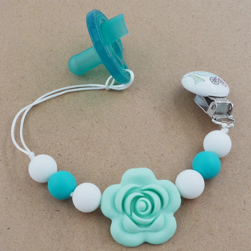 Fashion Baby Pacifier Clips Baby Chewable Silicone Beads Silicone Baby