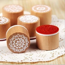 500 шт./компл. Ассорти Ретро Винтаж цветочный узор круглый деревянный резиновые альбом для штампов "сделай сам"