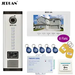 JERUAN роскошный 7 ''ЖК-дисплей монитор 700TVL Камера Квартира видео-телефон двери 8 комплект + доступ Управление домашний комплект безопасности +