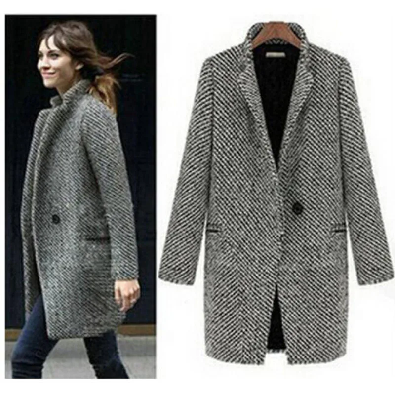 

free shipping elegant women winter wool coats plus size grey warm cotton trench laides velvet thick jacket long outdoor overcoat