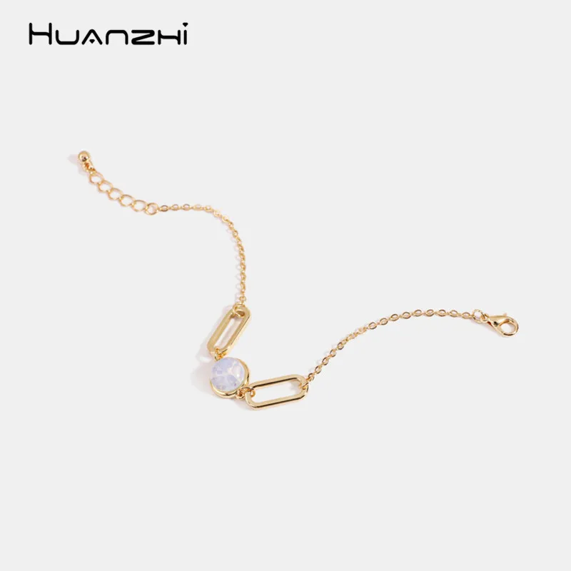 HUANZHI Опал геометрический квадратный полый шикарный дизайн офисный элегантный браслет цепочка для женщин Свадебная вечеринка Ювелирные изделия Подарки