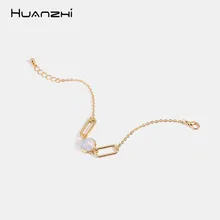 HUANZHI Опал геометрический квадратный полый шикарный дизайн офисный элегантный браслет цепочка для женщин Свадебная вечеринка Ювелирные изделия Подарки