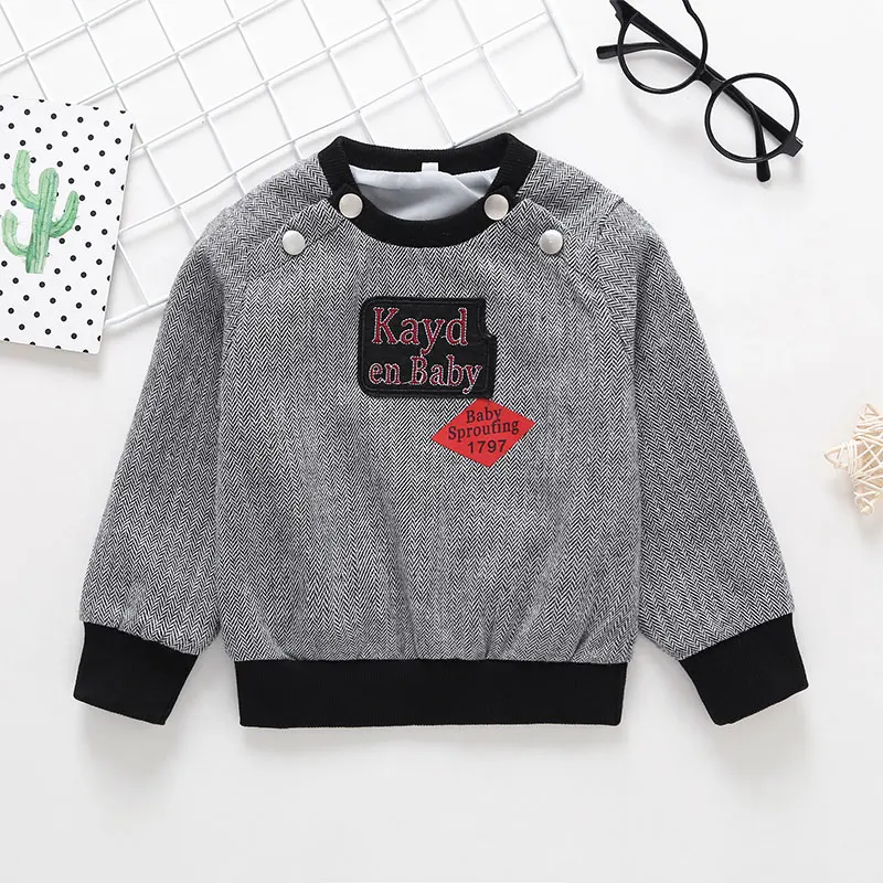 

baby boy clothes 2019 spring and summer new boy baby long sleeve casual sweater long sleeve open shoulder buckle