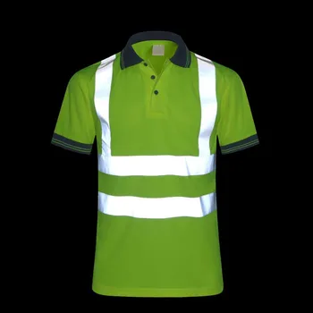 

Safety Clothing Reflective High Visibility Workwear tshirt Short Sleeve Fluorescent Yellow Working Tops Tee Quick Drying