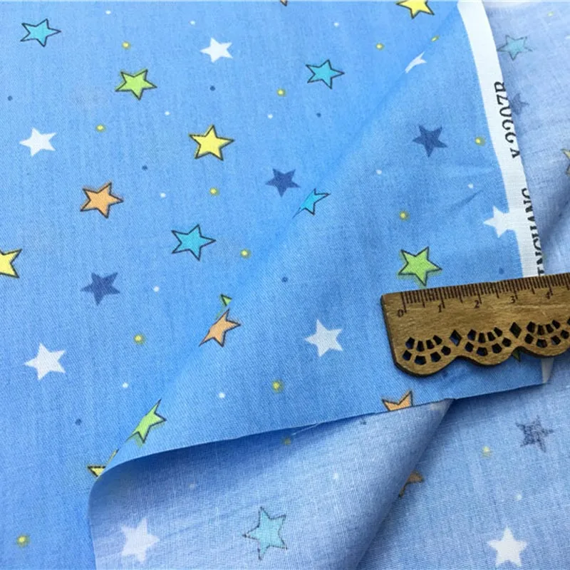 100% хлопок twill Ткань мультфильм Синий космический корабль ракеты звезды ткань для