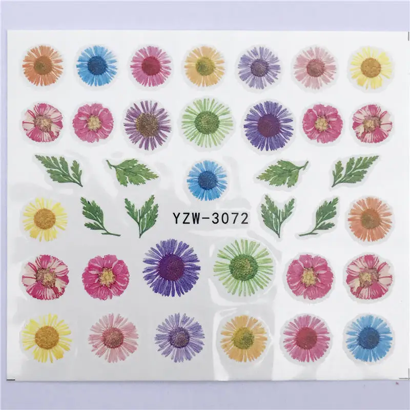 FWC 1 Sheet Nail Sticker Flower Decal Animal Flamingo Deer Butterfly Nail Art Water Transfer Slider Foils Decoration - Color: YZW-3072