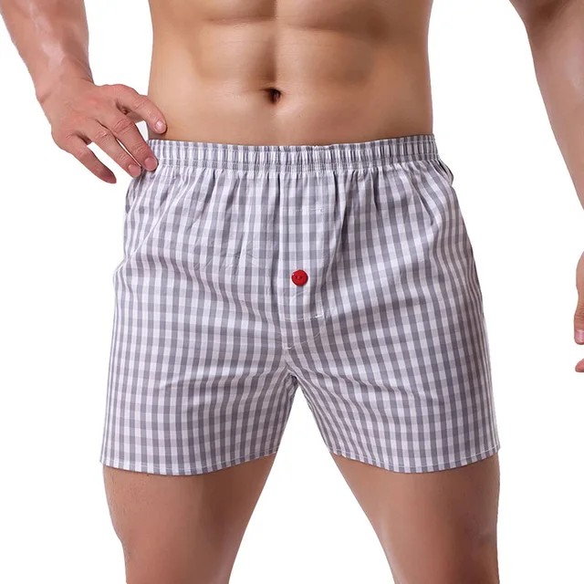 Laamei Bulk Price Cotton Loose Short Boxers Mens Plaid Underwear