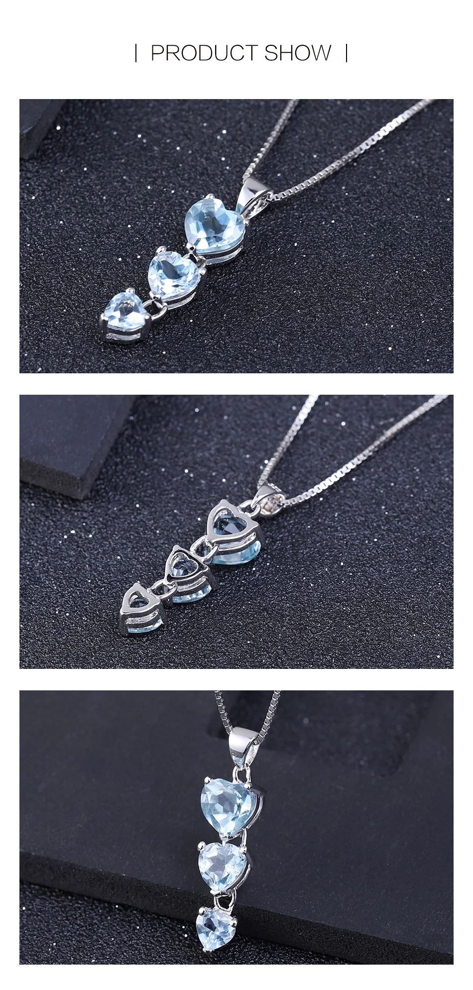 GEM'S BALLET 100% 925 пробы Серебряное ожерелье с драгоценным камнем 3.09Ct натуральный голубой топаз для женщин Свадебные украшения для помолвки