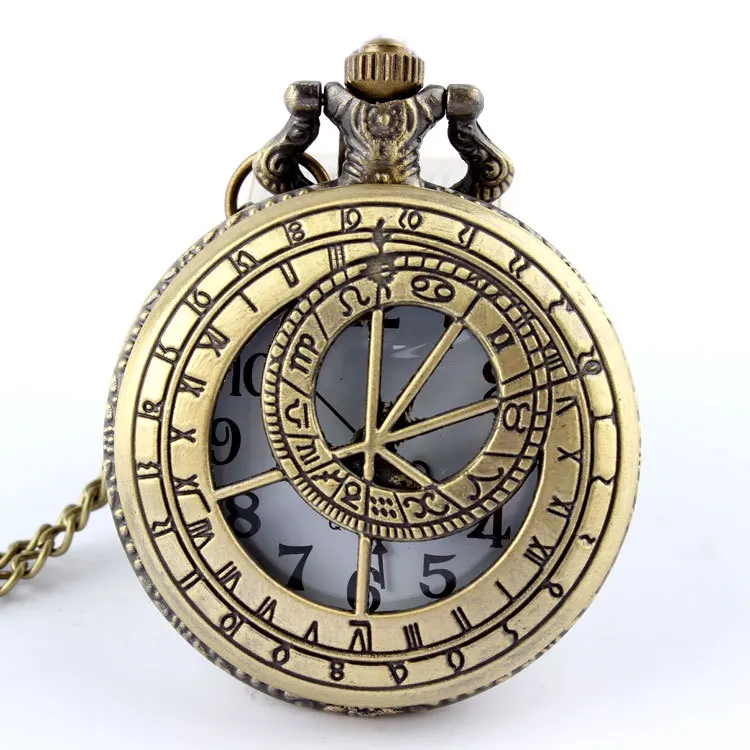Винтаж бронза ретро карманные часы кварцевые часы Цепочки и ожерелья подвеска Для мужчин леди P218