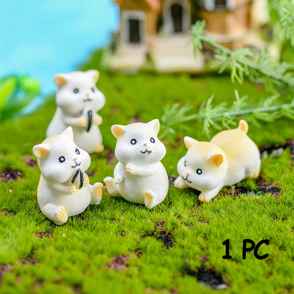 

1/4PCS Cute Animal Shape DIY Micro Landscape Fairy Garden Craft Mini Statue Home Decor Hamster Figurine Miniature Home Decor
