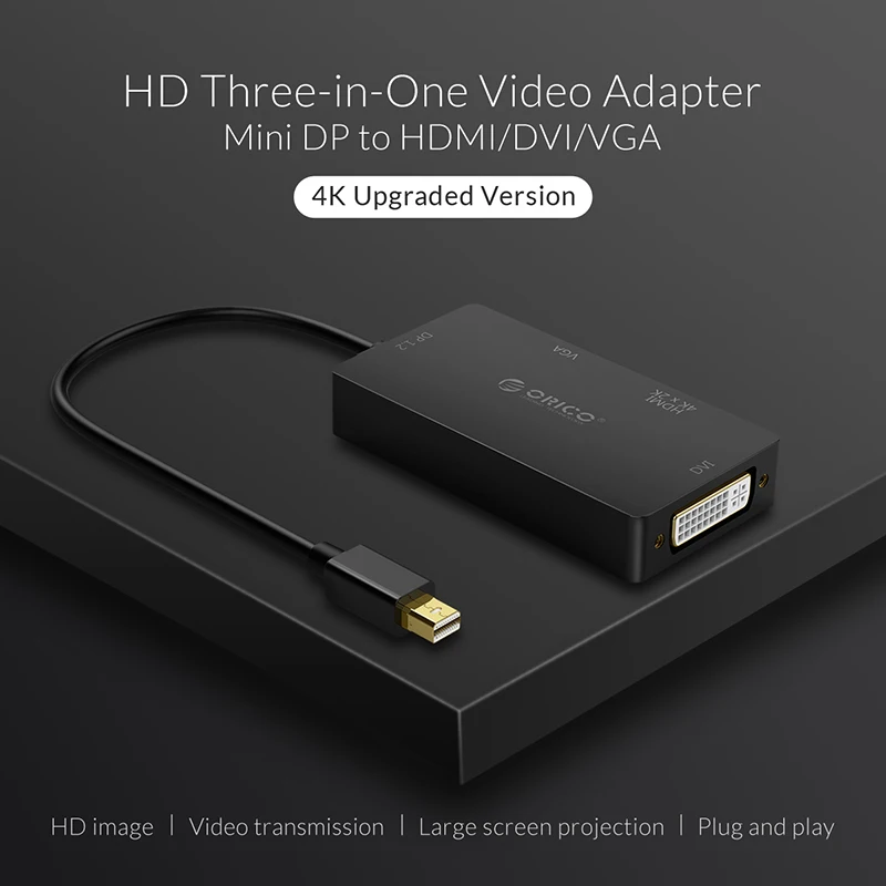 Адаптер цифрового и аналогового видео ORICO Mini DP (M) в HDMI/VGA/DVI (F) 3 1 HD 1080P для ПК