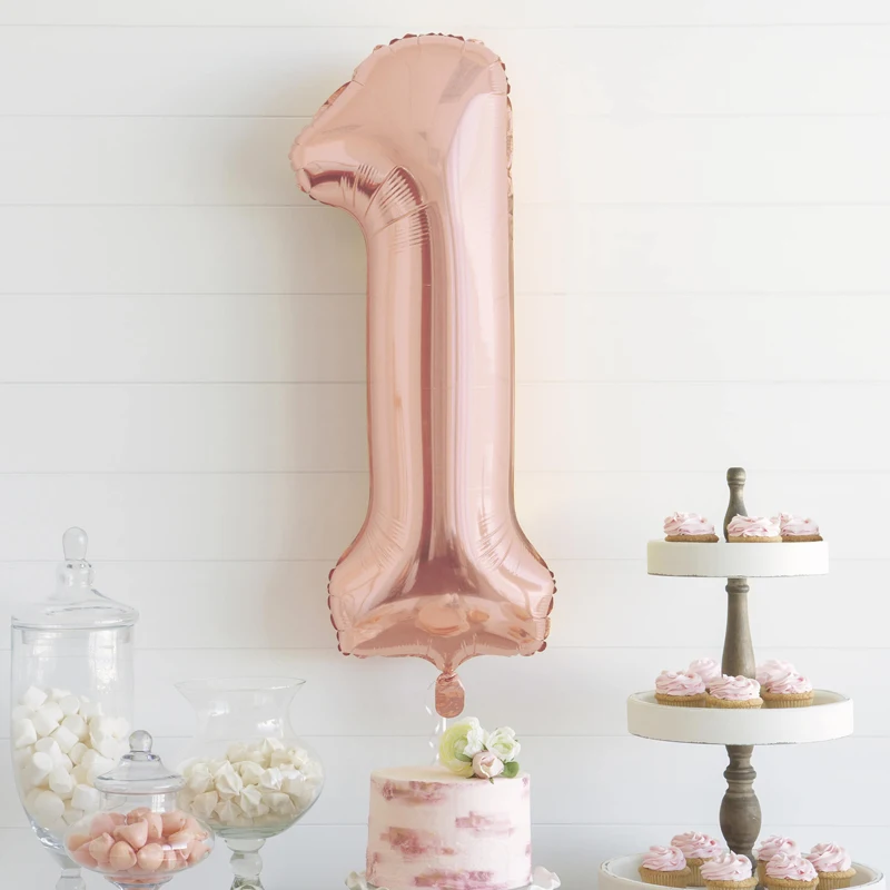 40 дюймовый светодиод номер 1 Фольга шарики Baby Shower цвета: золотистый серебристый
