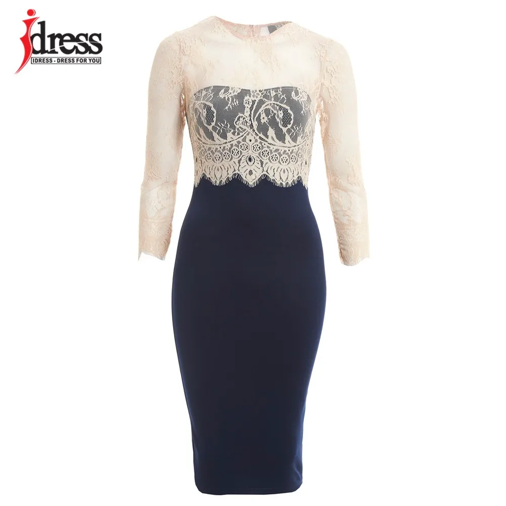 lace knee length office dress (5)