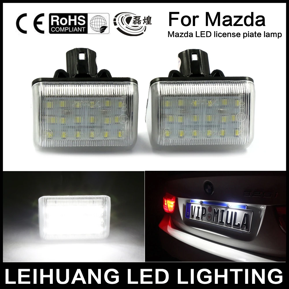 

2Pcs Car LED License Plate Light 12V White LED Number Plate Lamp Bulb Kit Fit For Mazda 6 03- CX-5 13- CX-7 Accessories