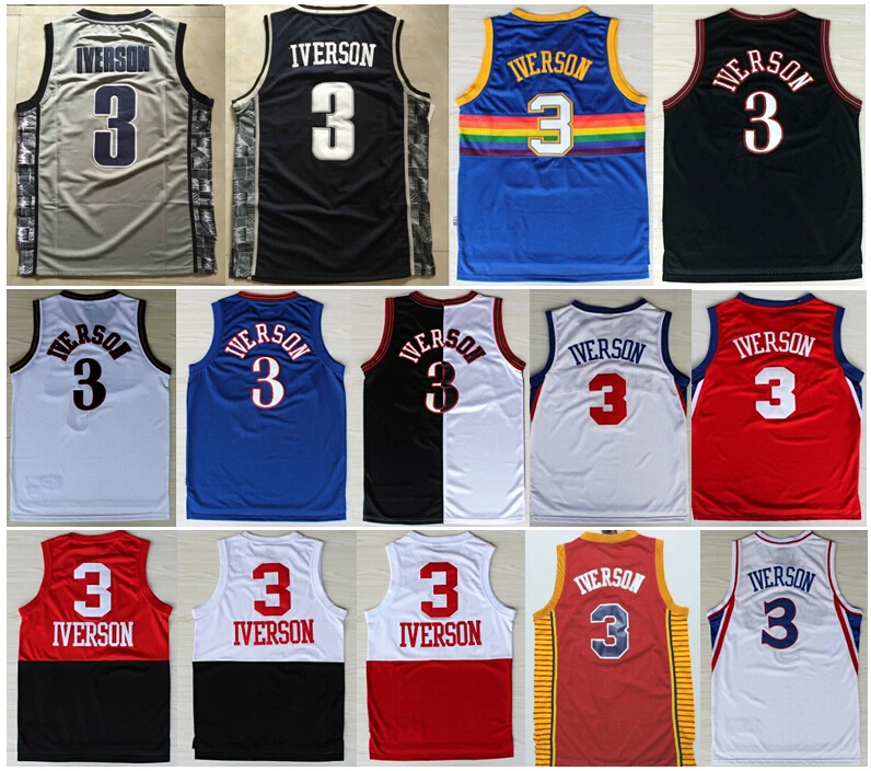 salable Wholesale Throwback 3 Allen Iverson Jersey High Quality New