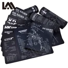 Ar15 ak47 arma de limpeza borracha esteira com peças diagrama instruções mouse pad para glock 17 19 1911 beretta 92 sig sauer p320 cz 75