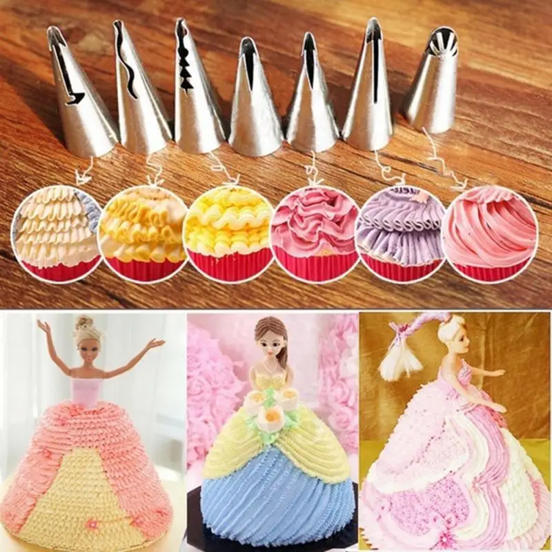 

7Pcs/set Fondant Cake Piping Icing Nozzle Tips Sets Sugar Craft Tool Cake Making Accessory Wholesale Kitchen Cooking Tool
