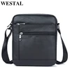 WESTAL hommes sacs à bandoulière petit sac pour hommes en cuir véritable noir sacs à bandoulière pour hommes rabat homme sac de messager homme en cuir 7604 ► Photo 1/6