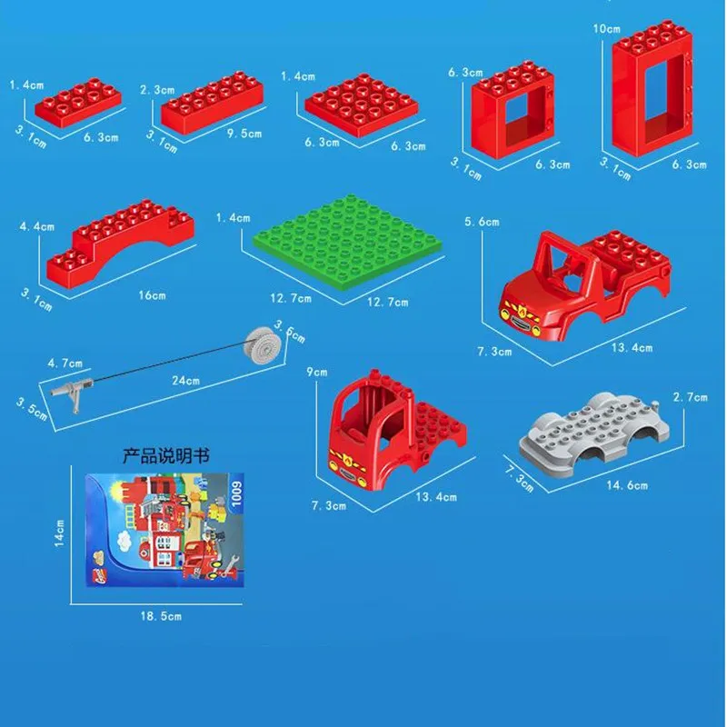 DIY большой размер городской пожарный отдел пожарные строительные блоки кирпичи творческие игрушки совместимы с duploINGlys игрушки для детей