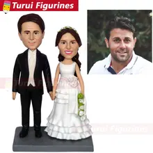 Персонализированные полимерные глиняные стауэтки с качающимися головами на основе фотографий на заказ подарок свадебный торт Топпер bobblehead пользовательские куклы ручной работы