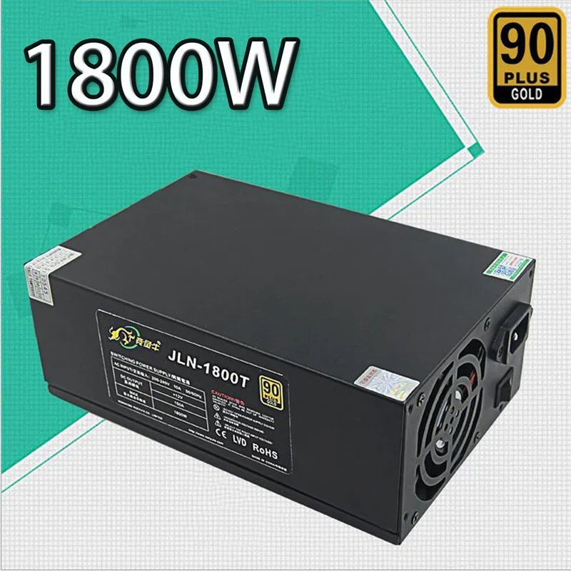 1800W ATX 12V 6 Pin Power Supply 90 Plus Gold Certified 8cm Fan for Mining BTC New computer Power For BTC