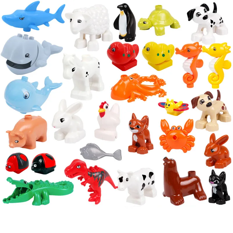 

Big Size Diy Building Blocks Animal Accessories Figures Dog Rabbit Cow Compatible With Duploed Toys For Children Kids Gifts