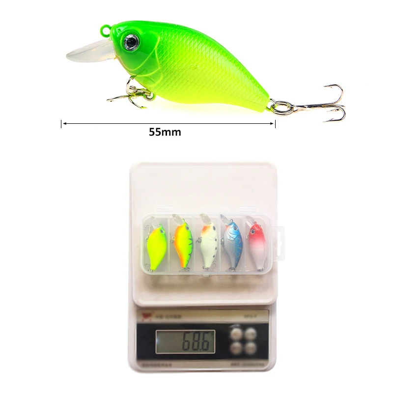 Lure Bait 5 Color Crank Hard Bait Set Color Luminous Crank Minnow Fish Bait Set 5 / Box Outdoor Fishing Gear  Accessories jooyoo