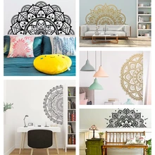 Половина Наклейка на стену Мандала для дома изголовье для медитационная Йога Съемная Виниловая Наклейка Настенная художественная гостиная спальня Фреска