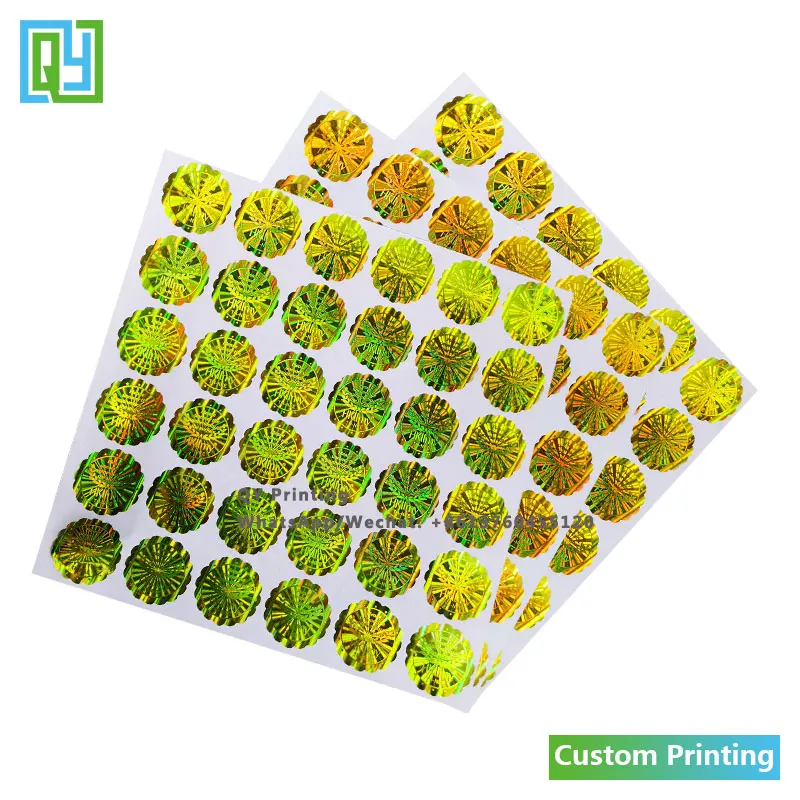 10000pcs 25x25mm 무료 배송 사용자 정의 인쇄 3D 황금 호 일 홀로그램 스티커 사용자 지정 숨겨진 된 텍스트 QR 코드 보안 인감 레이블