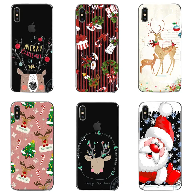 For iPhone 11 pro max Case Santa Claus Elk Soft Silikon Christmas 7 8 6 6s plus xs xr x Couple Silicone Tpu |