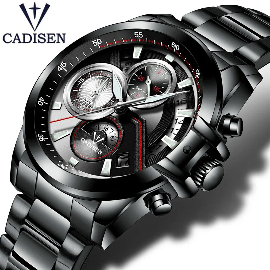 

NEW 2018 Brand CADISEN Watches men Fashion Casual Quartz Watch Man Waterproof Sports Military Stainless Steel Wrist watches