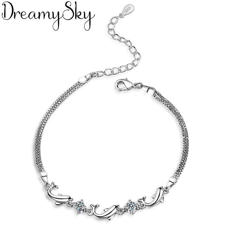 

New Fashion 925 Sterling Silver Dolphin Bracelets For Girls Boho S925 Charms Bracelets Bangle For Women Wedding Jewelry Gifts