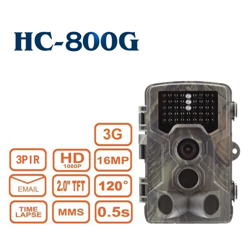 

3G MMS Trail Hunting Camera 3 PIR 0.3s Trigger 16MP Infrared Outdoor Waterproof Wildlife night vision Camera Scouting HC800G