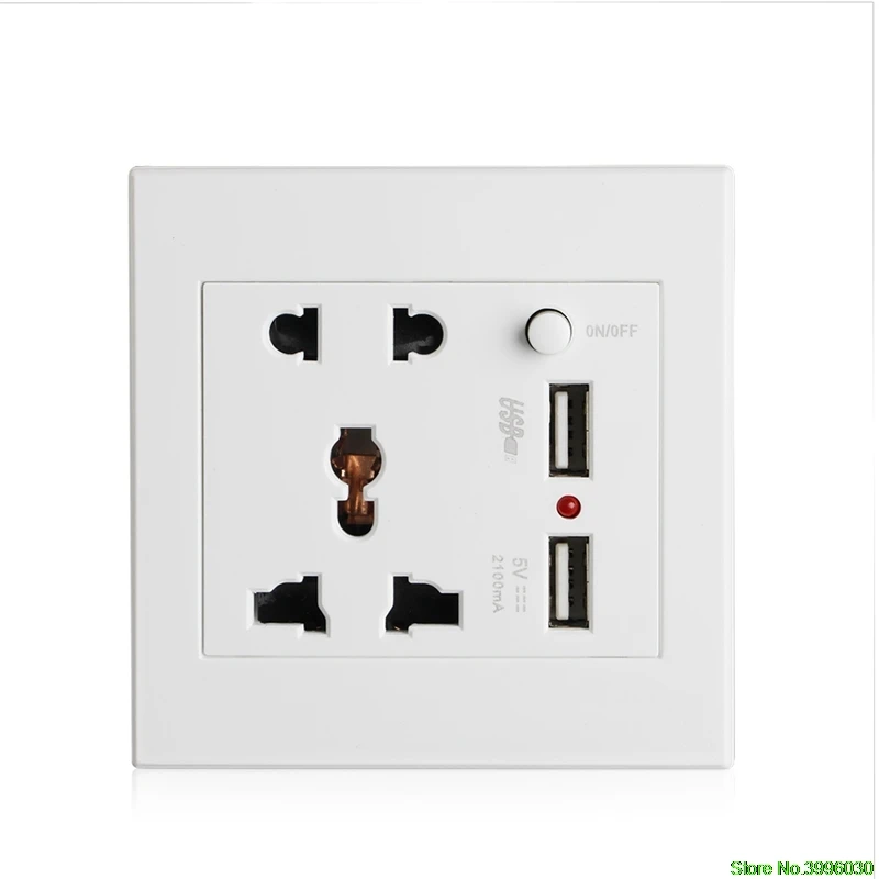 

Socket+2 USB+Switch Wall Socket Charger AC/DC Power Adapter Plug Outlet Pa