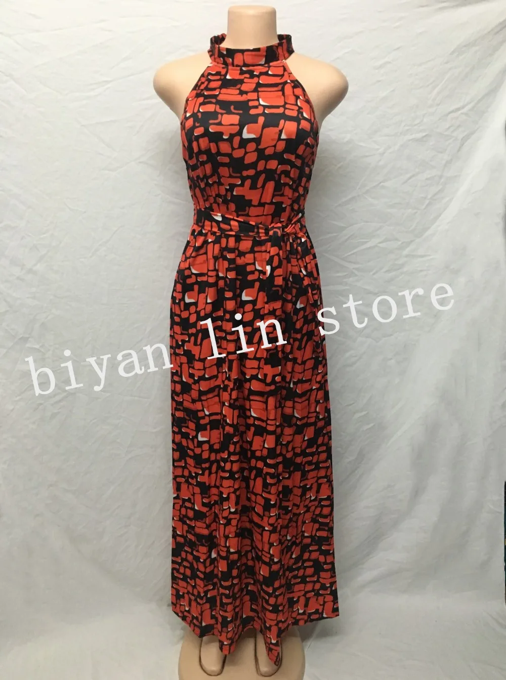 

2018 summer women clothing print elastic sleeveless style dashiki famous brand stripe long dresses Length