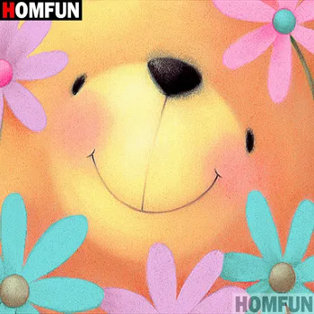 

HOMFUN Full Diamond Embroidery "Flower bear" Diamond Painting Cross Stitch Patterns Rhinestone Unfinished Home Decor A13453