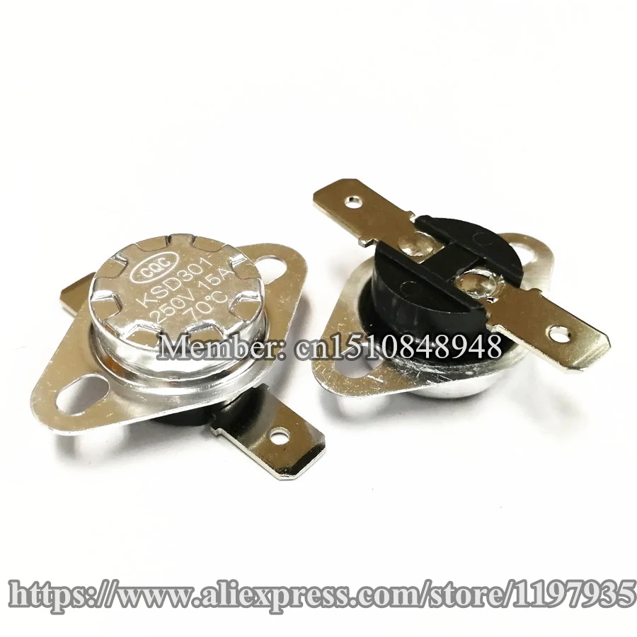 

Bimetal temperature temperature control switch KSD301 15A 250V 70 degrees 75 degrees 80 degrees Thermostat Normally Closed
