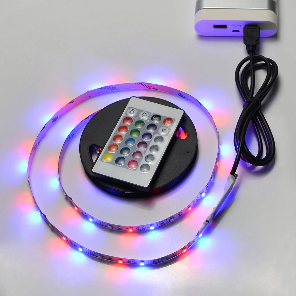 1 шт. USB Powered 5 В RGB Светодиодные ленты света 60leds/M 3528 SMD Водонепроницаемый Клейкие