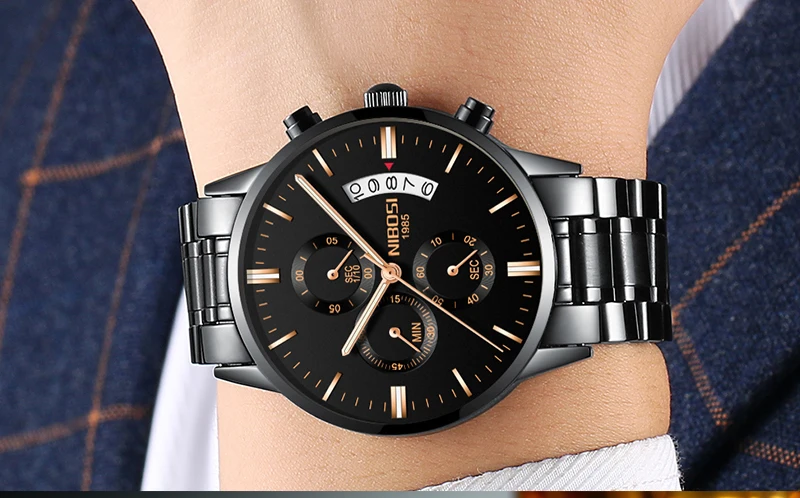 NIBOSI Men Watch Chronograph Sport Mens Watches Top Brand Luxury Waterproof Full Steel Quartz Gold Clock Men Relogio Masculino (14)