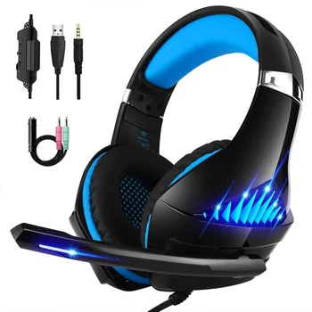 

GM-5 Gaming Headset for PS4 PC Xbox One Stereo Surround Sound Over Ear Noise Cancelling Headphone with Mic LED Light