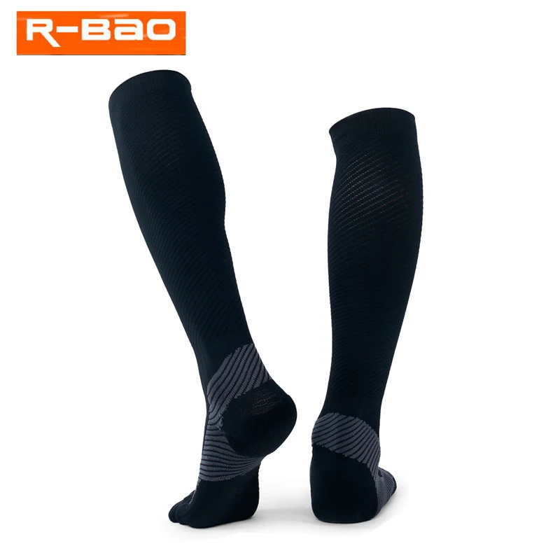 R-BAO, 1 пара, Длинные мужские носки для велоспорта, Компрессионные спортивные носки для бега, велосипедные носки, fiets kousen meia de ciclismo calcetines mtb