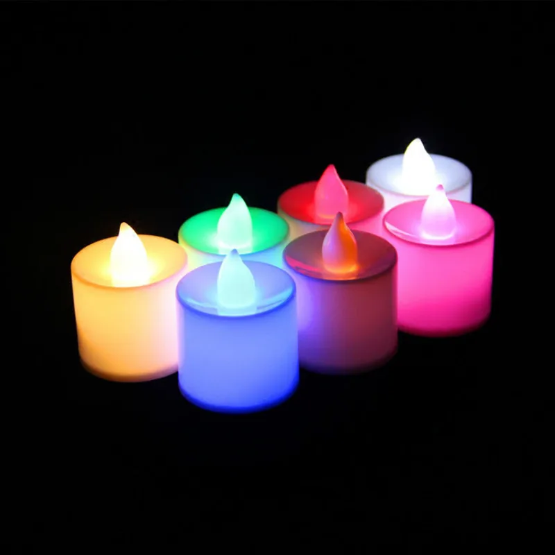 

AJP Battery Powered LED Candle Multicolor Lamp Simulation Color Flame Flashing Light Home Wedding Birthday Party Decoration