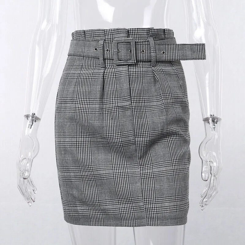 Женская летняя облегающая клетчатая короткая мини-юбка, Женская облегающая юбка-карандаш, Клубная одежда 6,11 - Цвет: Многоцветный