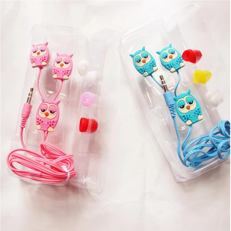 CHICLITS Cute Owl Earphone 3.5mm 3D Stereo Cartoon In-ear Earbus MP3 MP4 Music Universal Earplugs Girl Kid Earphones For Phones