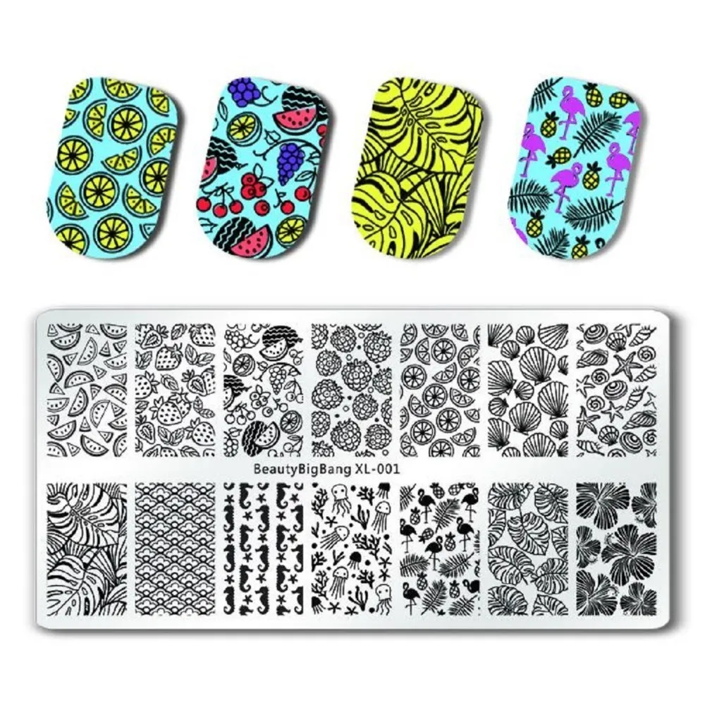 

1PCS BeautyBigBang Starfish Shell Waterlemon Jellyfish Leaves Nail Plates Stamp Stencil For Stamping 3d Mold Geometry Print
