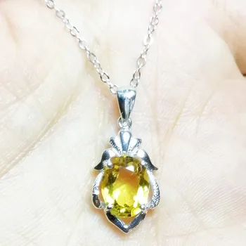 

Natural itrine necklace pendant Free shipping Natural real cirtrine 925 sterling silver 1.75ct gemstone Fine jewelry #C18040203